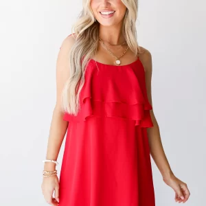 Ruby mini dress- Hot Red