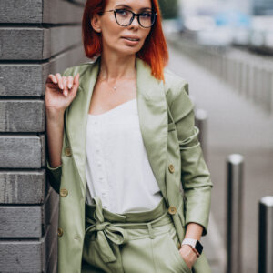 Leaf green blazer set